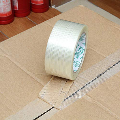 ZOEYES 4 Pack Filament Tape 2 Inch x 82FT, Heavy Duty Reinforced Strapping Tape 5.3 Mil Fiberglass Tape for Packing and Shipping