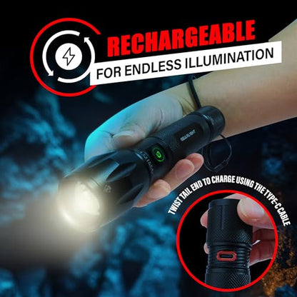 GearLight S1000 LED Tactical Flashlight - High Lumens, USB-C Fast Charging, Dual-Button, IPX4 Water-Resistant, Pocket-Sized for Camping & Emergencies with Batteries - 2 Pack, (Rechargeable) - color: 2 Pack, (Rechargeable)