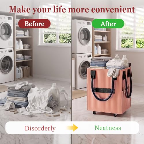 Reusable Grocery Bag on Wheel, Foldable Shopping Cart with Wheels, Can Carry up to 88 Pounds, Suitable for Groceries, Laundry, Camping and Moving. - color: Rose Gold - Medium