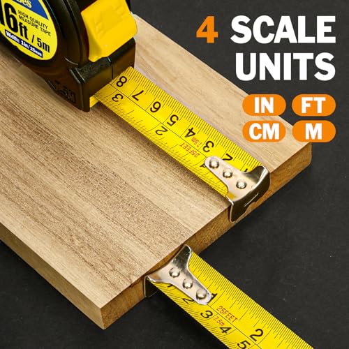 Tape Measure 16 ft, 2 Pack Easy Read Measurement Tape, Self-Locking Measuring Tape Retractable 1-Inch Wide x 16 ft - color: 2 Pack