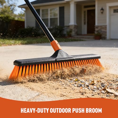 CLEANHOME 18" Push Broom Outdoor Heavy Duty for Garages,Driveways and Decks