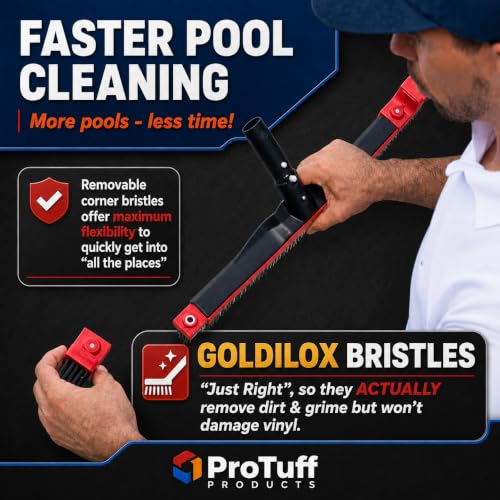 ProTuff 490 Promise 22in Pool Brush, Algae Scrubber for Walls & Steps
