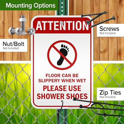 Attention Floor Can Be Slippery When Wet Sign, 12x18 Inches, 3M EGP Reflective .063 Aluminum, Fade Resistant, Made in USA by My Sign Center - size: 12x18 Reflective Aluminum