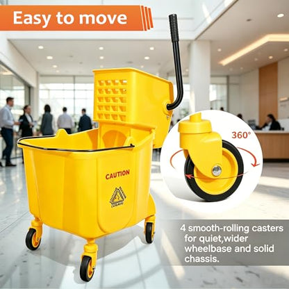 VOUBIEN 35 Qt Commercial Mop Bucket with Side-Press Wringer Combo on Wheels