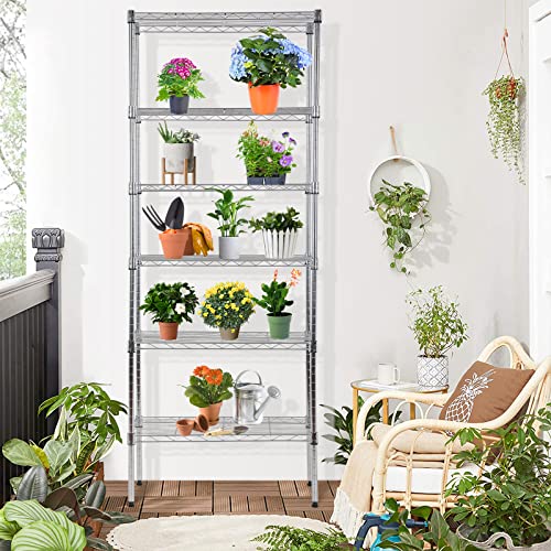 6 Tier Storage Shelves Rack, Adjustable Wire Shelving Unit 23 x 13 x 59 - color: Chrome, size: 13"D x 23"W x 60"H