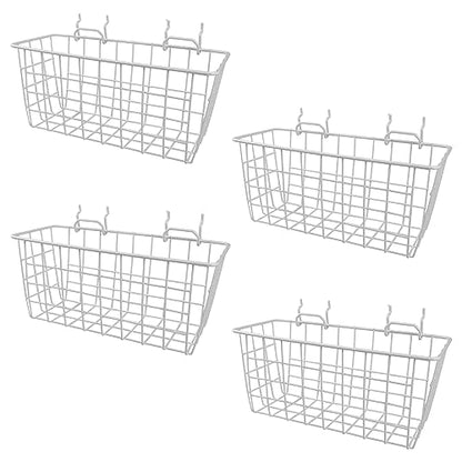 Pegboard Baskets 4 Pack Peg Board Metal Shelves Organizers (Medium, White) - size: Medium, style: 4M White Pegboard Baskets