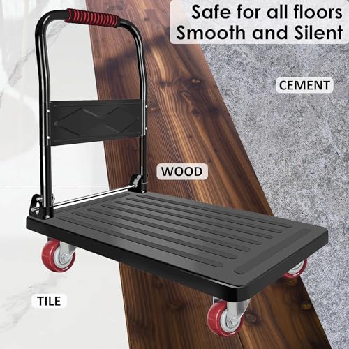 Finnhomy Swivel Casters Wheels Set of 4 Heavy Duty Plate Casters 2 Inch Premium Polyurethane Wheels PU Load Bearing 800 Lbs Anti-wear Smooth Casters Red - style: 2" (No Brake)