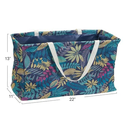 Household Essentials Rectangular Krush Container, All‑Purpose Utility Tote with Tropical Floral Pattern, Multicolor - color: Leaf