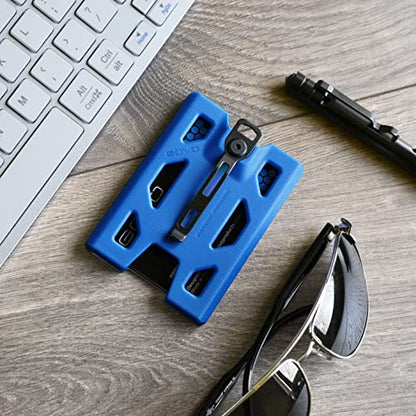 GOVO T4 Badge Holder/Wallet - Durable Polycarbonate ID/Credit Holder with Metal Clip and 4 Cards Slot (Holds 1 to 4 Cards) (Blue) - color: Blue