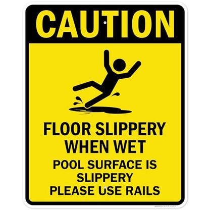 Caution Floor Slippery When Wet With Graphic Sign, 24x30 Inches, Rust Free .063 Aluminum, Fade Resistant, Made in USA by My Sign Center - size: 24x30 Aluminum