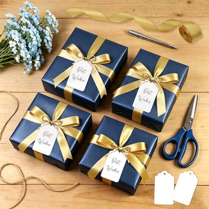 CORNER LACE Navy Blue Gift Wrapping Paper Set, Pearlescent Wrapping Paper - color: Navy Blue