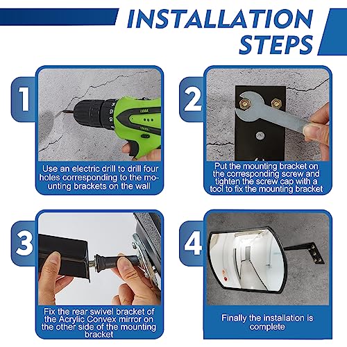 Geetery 2 Pcs 18" x 12" Garage Convex Security Corner Mirror - size: 18" X 12"
