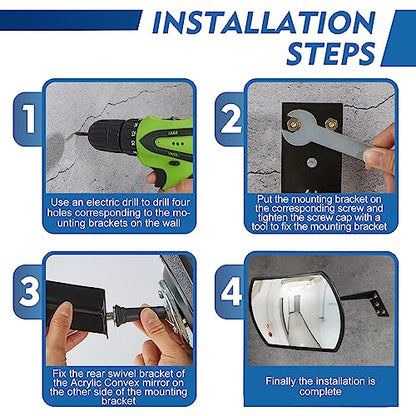 Geetery 2 Pcs 18" x 12" Garage Convex Security Corner Mirror - size: 18" X 12"