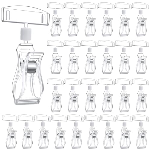 Honeydak 50 Pcs Plastic Sign Holder Clips Swivel, Fan Shaped - style: Fan Shaped