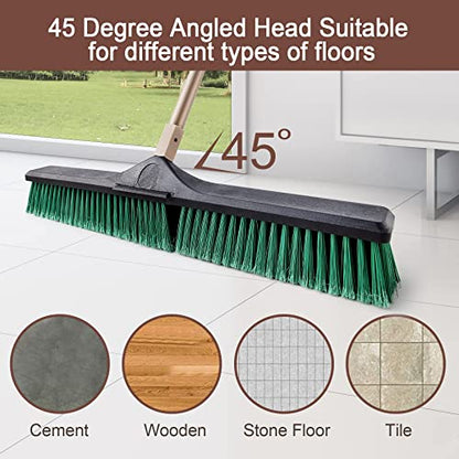Eyliden Heavy Duty Push Broom 24" with 66" Long Handle