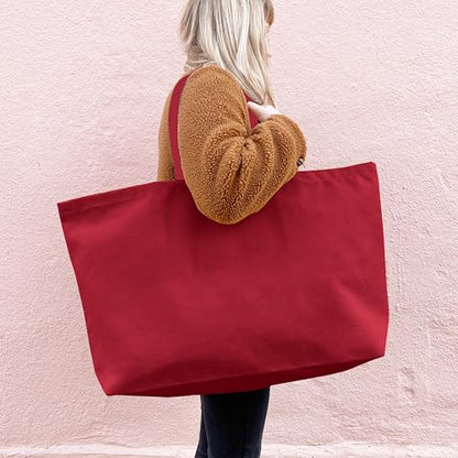 Large Canvas Tote Bag Reusable Extra Big Grocery Bags - color: Red