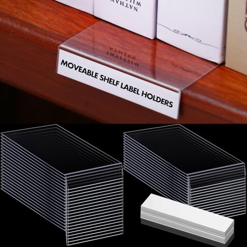 Containlol 30 Pcs PVC Shelf Label Holders with Insert Card, 6.5x3x0.6'' - size: 6.5x3x0.6''