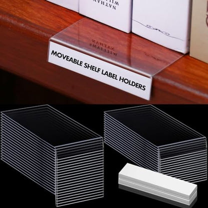 Containlol 30 Pcs PVC Shelf Label Holders with Insert Card, 6.5x3x0.6'' - size: 6.5x3x0.6''