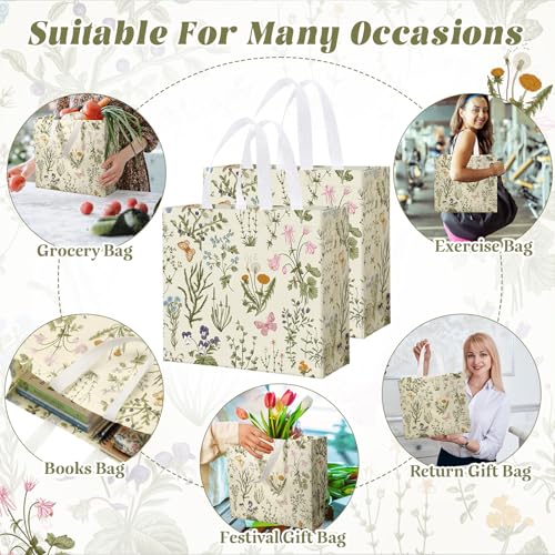 Abbylike 30 Pcs Wildflower Large Floral Tote Gift Bags Non Woven Handle - style: Wildflower