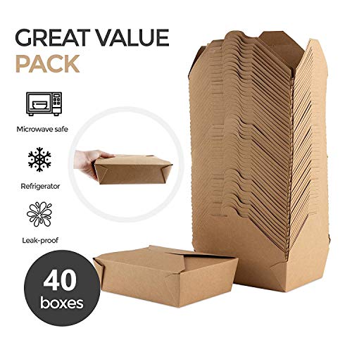 Stock Your Home Microwaveable Kraft Brown Take Out Boxes 71 oz (40 Pack) Leak and Grease Resistant Food Containers - Recyclable Lunch Box - to Go Containers for Restaurants, Catering and Parties - size: Forty Pack (71 Oz)
