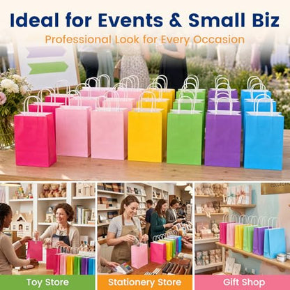 LovesTown 18PCS Small Gift Bags with Handles, 5.9X3.1x8.3 inch Goodie Bags - size: 1 Count (Pack of 18)