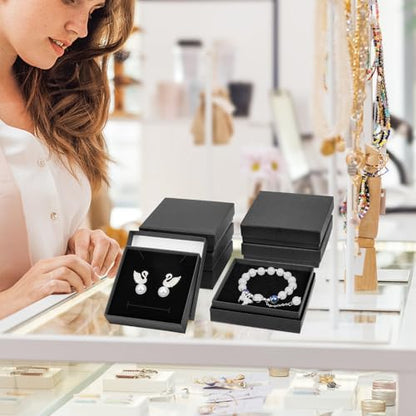 Small Jewelry Box, 40 Pack 3.5x3.5x1 Inch Jewelry Gift Boxes, Velvet Sponge Cardboard jewelry Boxes for Ring Earrings Necklaces (Black) - color: Black, size: 3.5x3.5x1 Inch (Pack of 40)