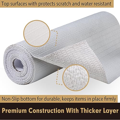 Drawer and Shelf Liner 12 in x 20 FT, Non Adhesive Water Resistant, Easy Clean and Trim, Smooth Surface Liners for Kitchen Cabinet, Shelves, Drawers, Pantry, Light Gray - color: Light Gray, size: 12"W x 240"L