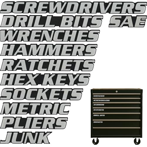 Magnetic Toolbox Labels, 11 Pack, Tool Chest Drawers, USA Made - color: White