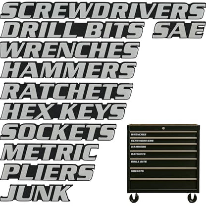 Magnetic Toolbox Labels, 11 Pack, Tool Chest Drawers, USA Made - color: White