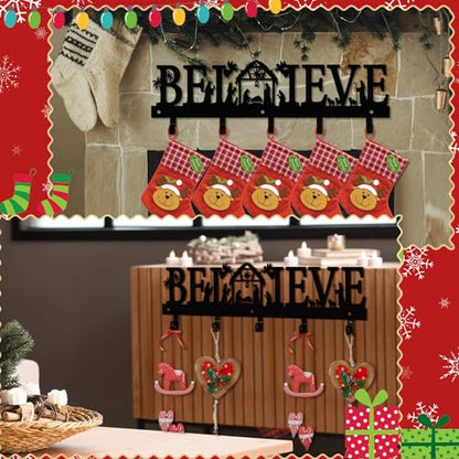 Cinnvoice Nativity Christmas Stocking Holder for Wall, 5 Hangers, Believe - style: Believe