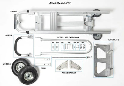 Vergo Industrial Convertible Hand Truck - AS7A2 Heavy Duty Aluminum 3 in 1 Dolly (750 lb Capacity) Lightweight Frame, Ergonomic Handle, Extendable Loop, Versatile Moving Dolly (3 Positions, 53" High) - size: 3 Positions, 53" High