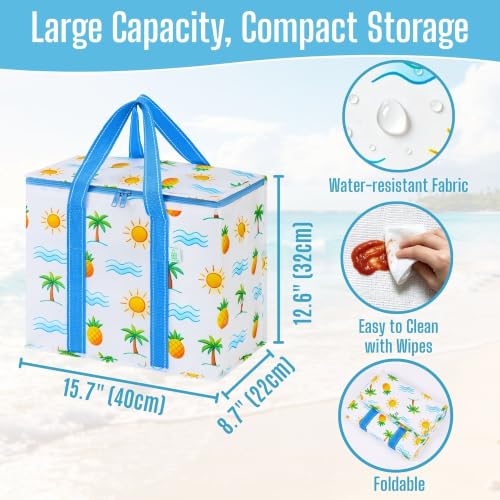 VENO 2 Pack Cooler Bag Insulated Grocery Bags for Food Delivery Heavy Duty - color: Tropical Island, size: 2 Pack