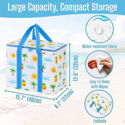 VENO 2 Pack Cooler Bag Insulated Grocery Bags for Food Delivery Heavy Duty - color: Tropical Island, size: 2 Pack