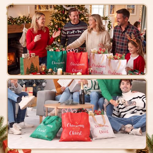 Hosuly 15 Pcs Large Christmas Tote Bags Gift 15 x 17 Inch - style: Christmas