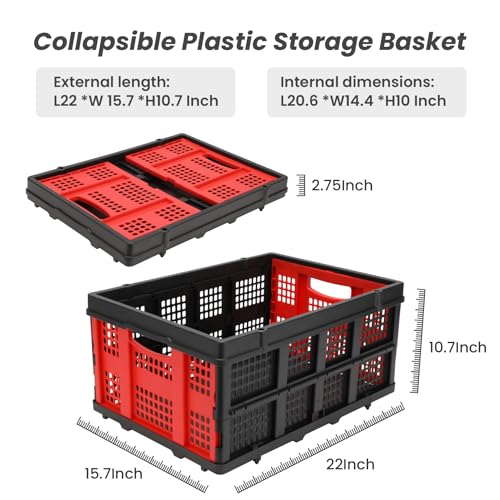 2 in 1 Foldable Hand Truck with Folding Basket, 330lbs Portable Dolly Cart - color: Red2