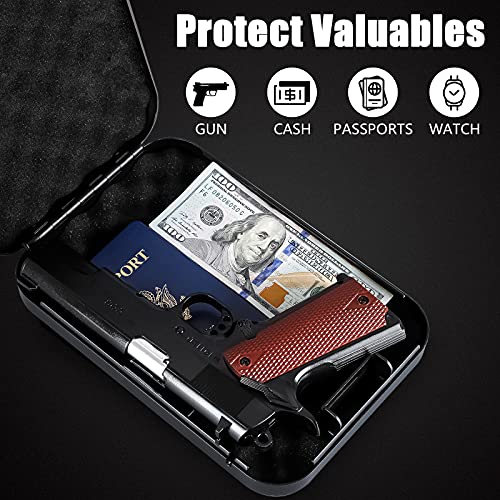 Dalmbox Compact Portable Handgun Pistol Gun Safe Lock Box for Car & Travel - size: 9.4" x 6.4" x 1.8"