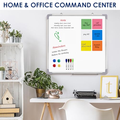 Whiteboard Set, 24x24 in White Board Dry Erase for Wall with Magnetic Notes - size: 24x24"