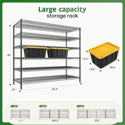 REIBII Storage Shelves, 3840LBS Heavy Duty&Adjustable Height for Basement - size: 4 SET-83" H x 55.5" W x 18" D