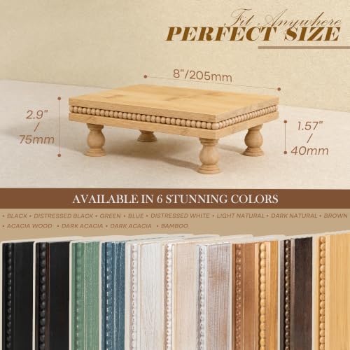 EOSAHR Beaded Bamboo Wood Riser: Pedestal Stand for Counter, Original Wood - color: Bamboo