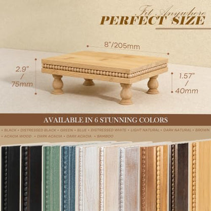 EOSAHR Beaded Bamboo Wood Riser: Pedestal Stand for Counter, Original Wood - color: Bamboo