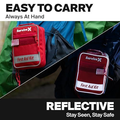 SurviveX Small First Aid Kit, Emergency Kit for 1-2 People