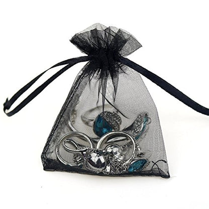 Wudygirl 100 PCS Organza Bags 4"x6" Gift Bags with Drawstring Black - color: Black, size: 4x6 IN