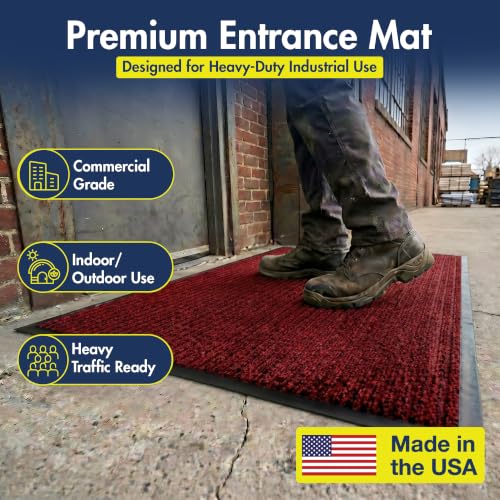 Notrax 109 Industrial Door Mat, 3' x 4' Red, Made in the USA - color: Red / Black, size: 3' x 4' (Rectangular)