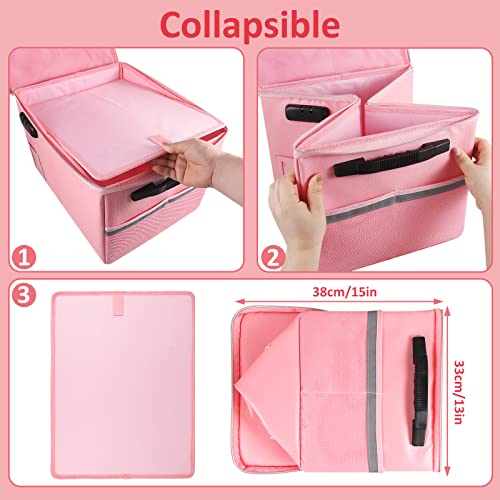 TOMKID Fireproof File Cabinet with Lock, Fireproof Document Organizer Collapsible File Box Filing Cabinet with Handle for Letter Legal Folder Certifications - color: Pink