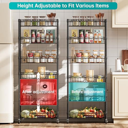 SINGAYE 6 Tier Shelf Wire Shelving Adjustable Storage Shelves Basket Rack - color: Black, size: 6-Tier[17"Dx12"Wx63"H]