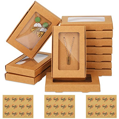 Crtiin 30 Pack Jewelry Gift Boxes Set with Clear Window, Kraft Color - color: Kraft Color