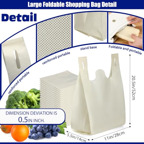 Windyun Large Grocery Bags Bulk Non Woven Totes - color: Beige
