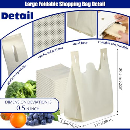 Windyun Large Grocery Bags Bulk Non Woven Totes - color: Beige
