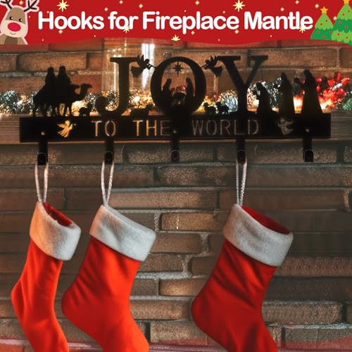Cinnvoice Nativity Christmas Stocking Holder for Wall, 5 Hangers,Joy - style: Joy