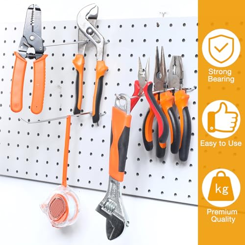 Funrous 100 Pack 8 Inch Stainless Steel Hooks for Pegboard, Silver - size: 8 Inch